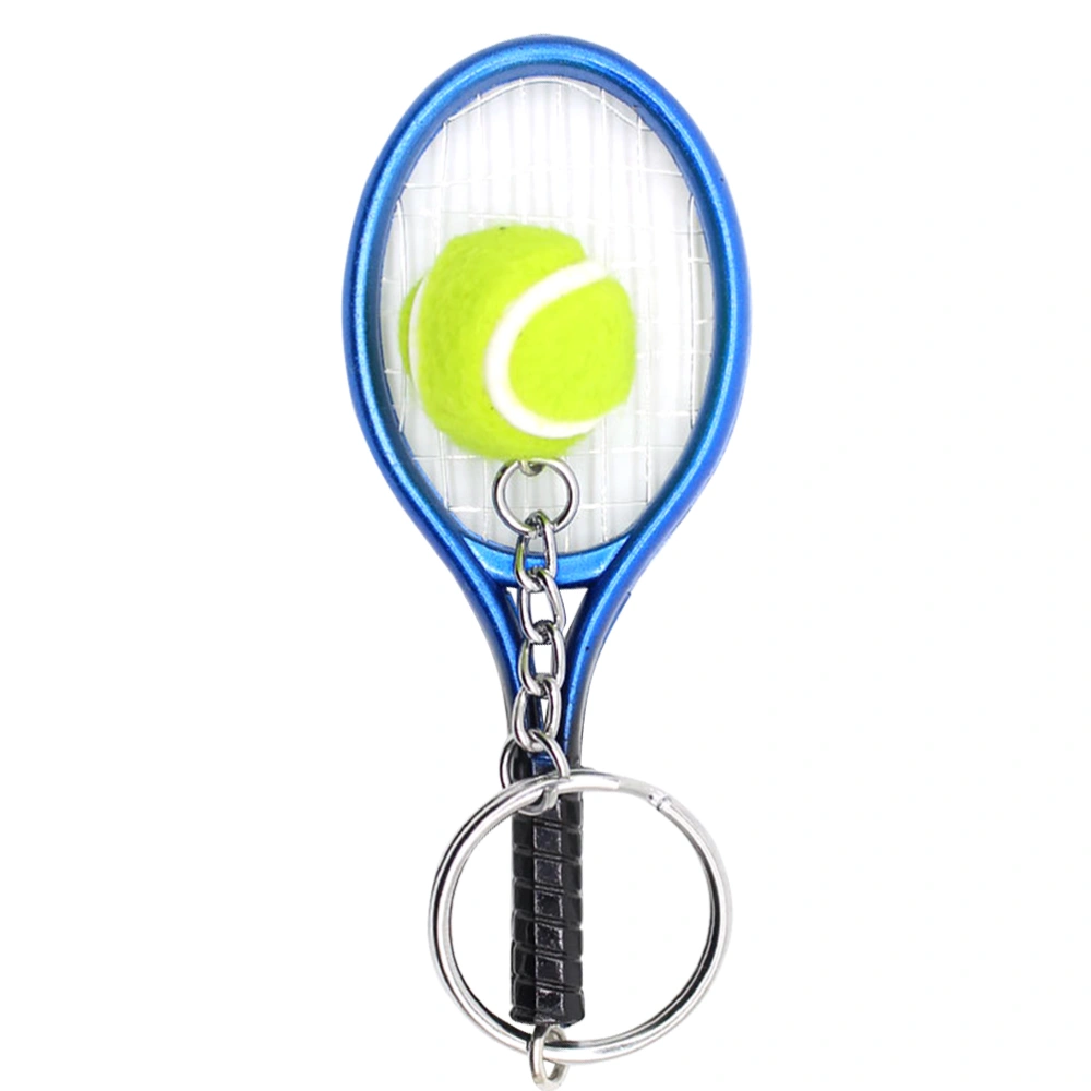 2pcs Tennis Racket Key Ring Charm Tennis Ball Key Chain for Kids Adults Girls Blue