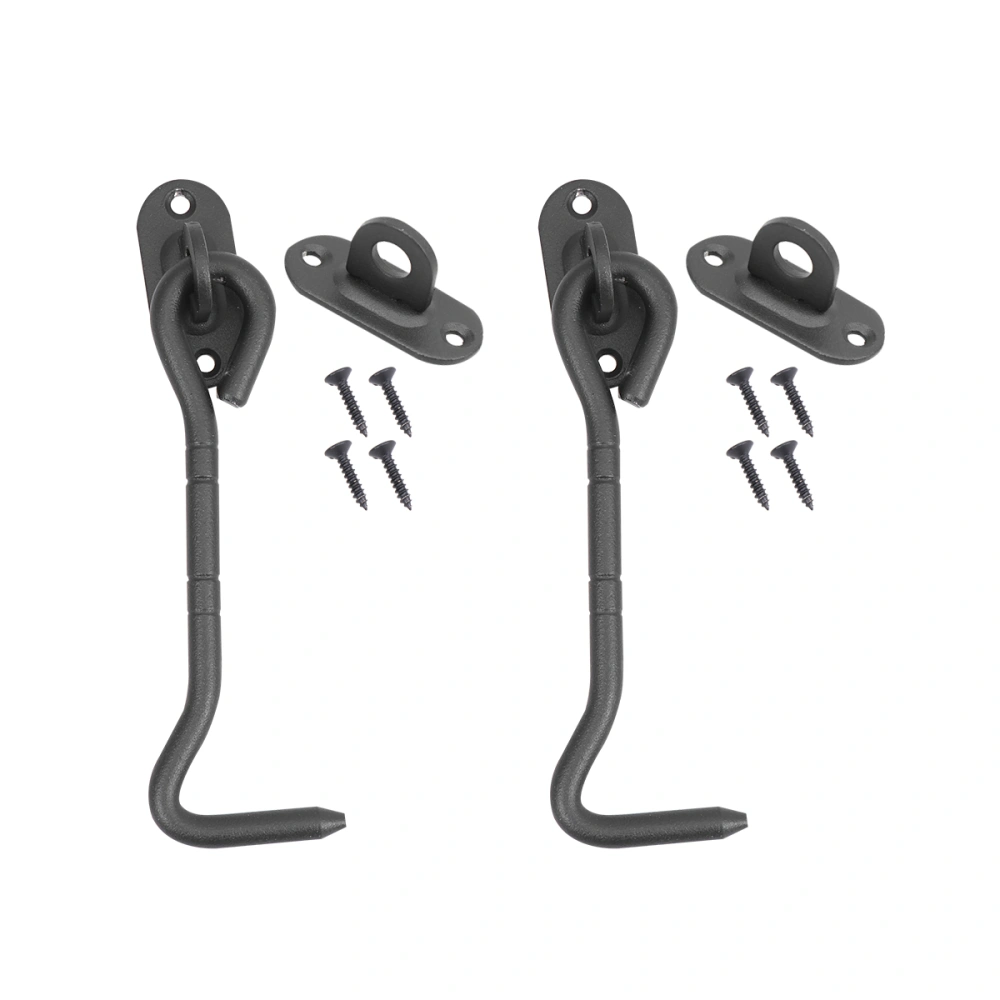 2Pc Stainless Steel Cabin Wind-proof Hooks with Screws for Cabinet Door Windows (Black)