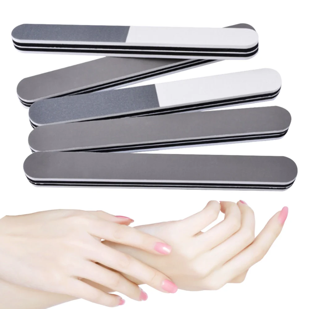 5pcs Durable Washable Double-sided Nail Files Emery Board Nail Buffers Sanding Blocks