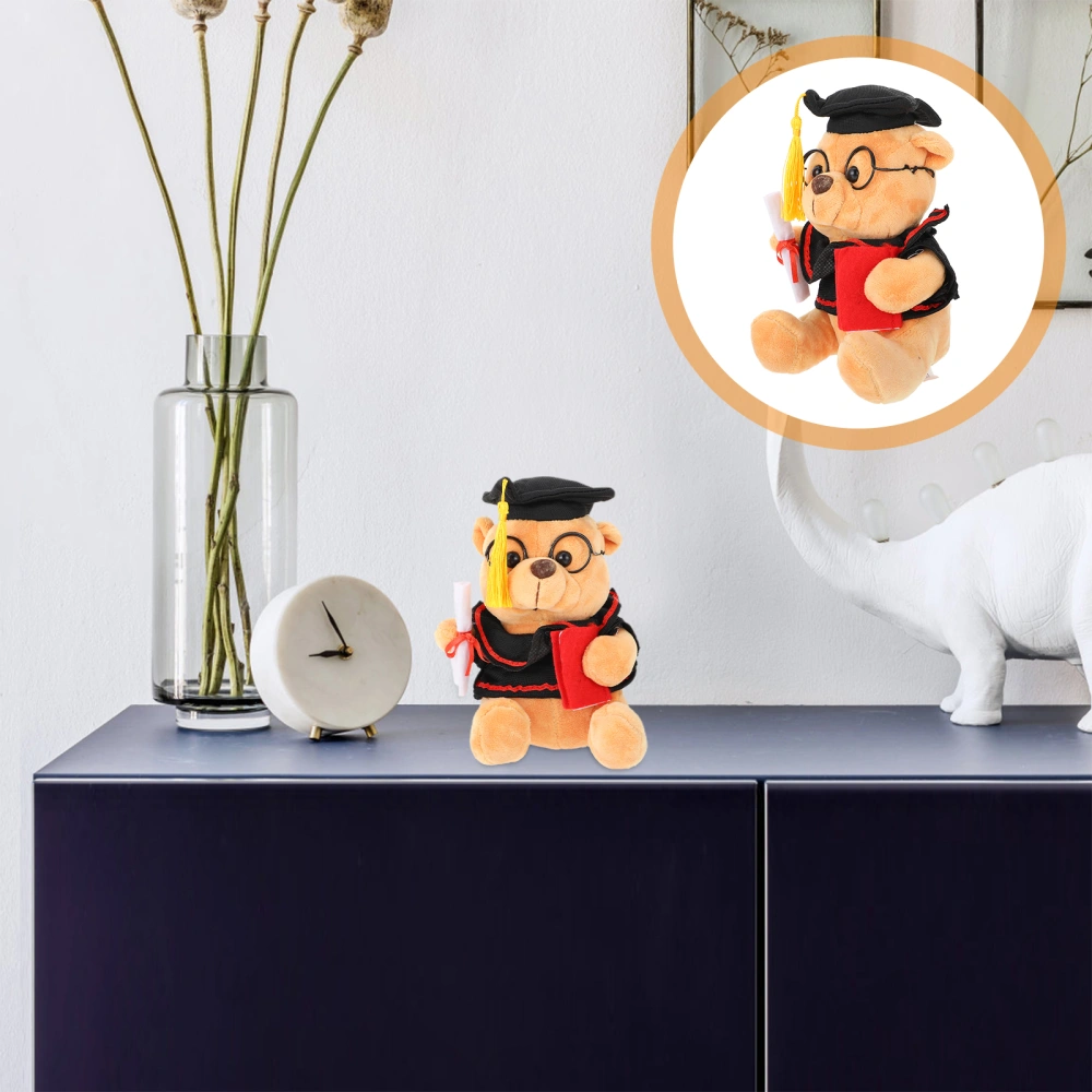 Adorable Stuffed Bear Plush Toy Creative Bear with Graduation Hat Doll Graduation Toy Decorative Photo Props Graduation Gift