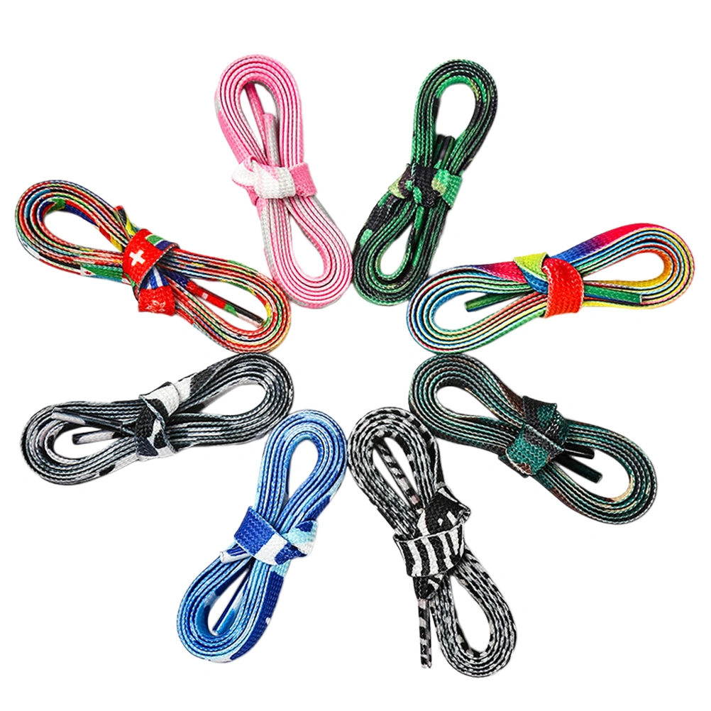 8 Pairs of 140cm Shoelace Printed Polyester Decorative Smooth Shoe Tie for Canvas Shoes Sports Shoes Sneakers (Random Color)