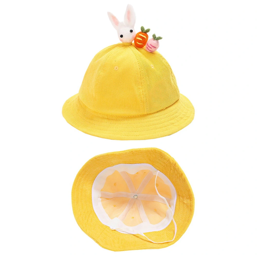 1Pc Sun Hat Cartoon Hat Outdoor Sun Block Hat (Radish Rabbit, Yellow, 50-52CM)