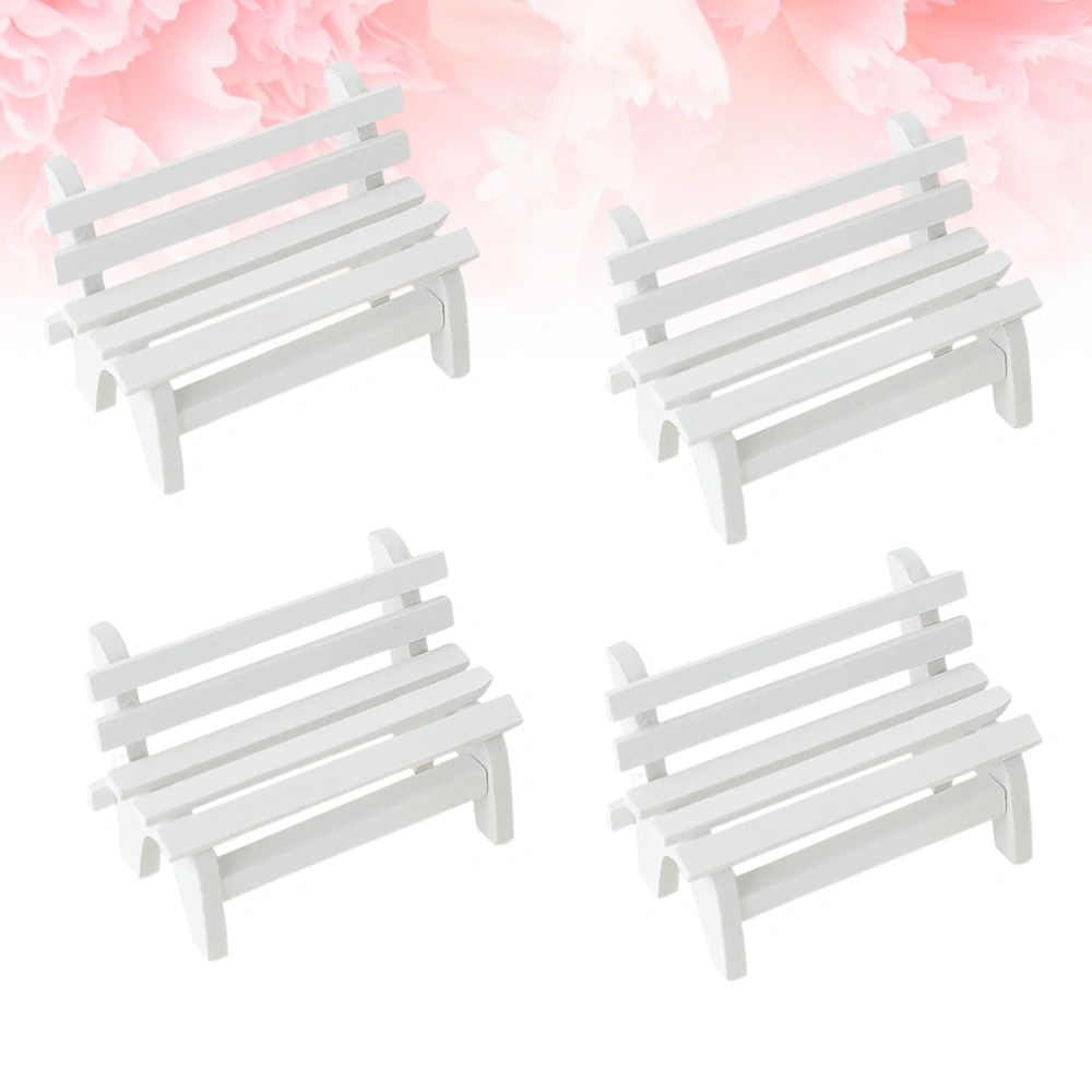 4pcs Miniature Bench Landscape Ornament Mini Wooden Bench DIY Craft Home Garden Decor Photo Booth Props