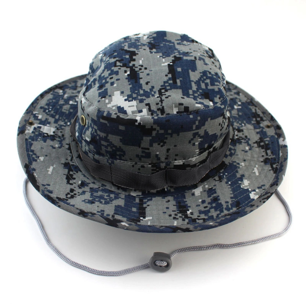 Fashion Unisex Adult Outdoor Sports Wide Brim Boonie Hat Fishing Hat - Free Size (Blue Camouflage)