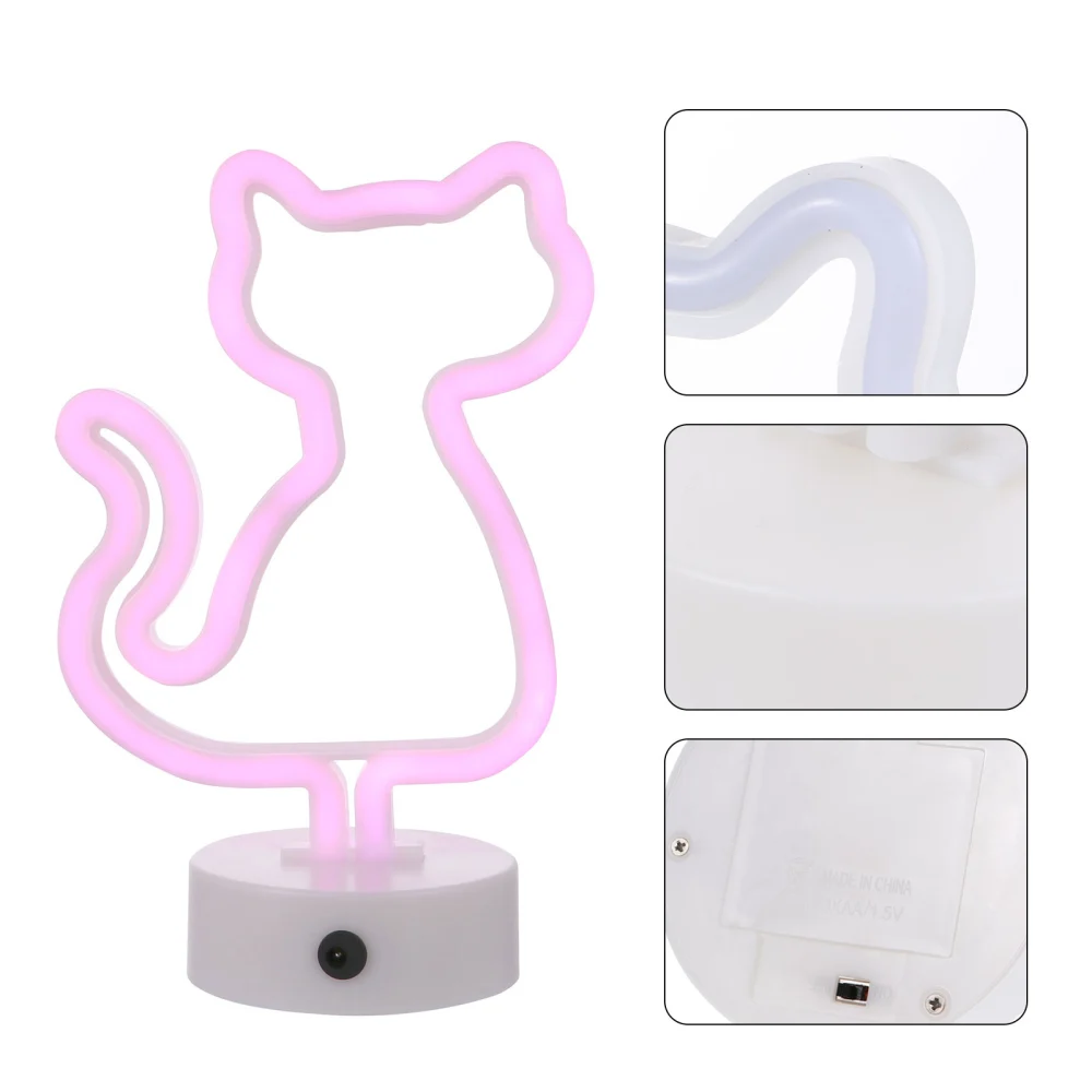 1pc LED Cat Shape Sign Light Bedside Party Atmosphere Light Neon Light