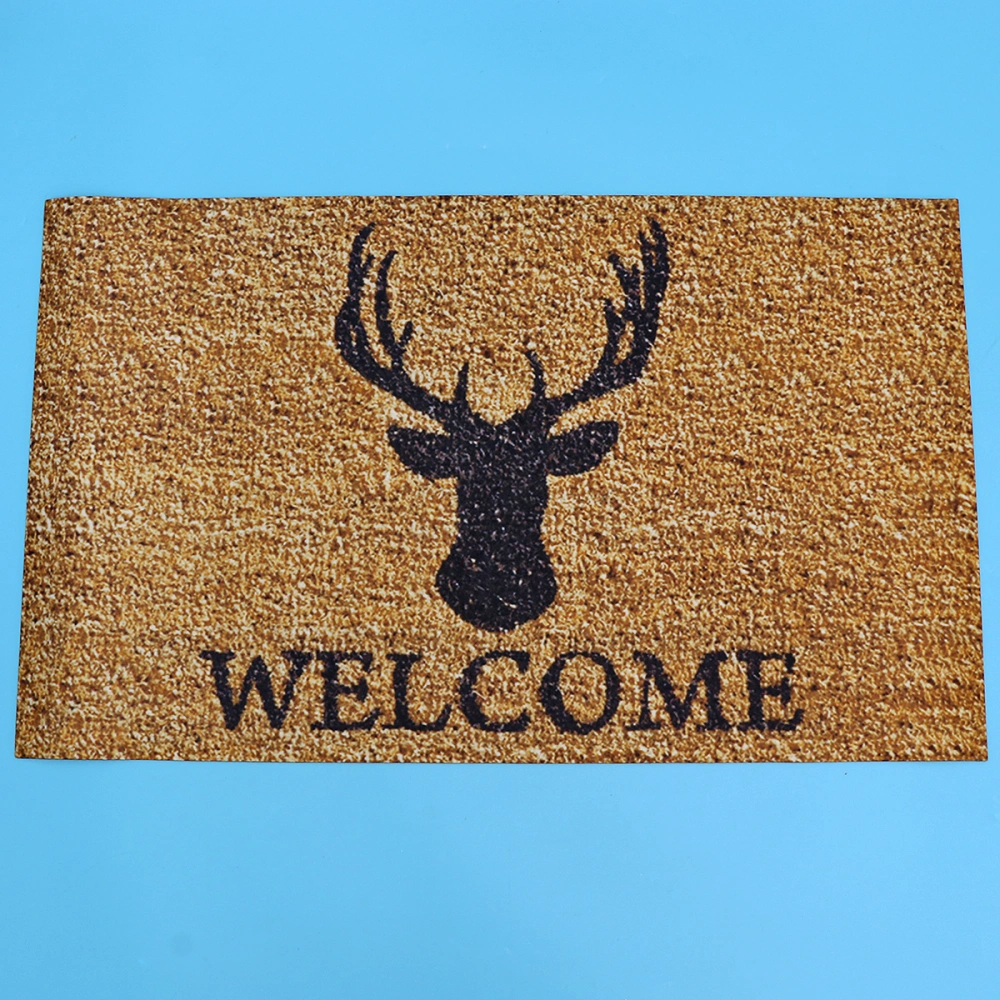 Welcome Rubber Door Mat Pads Bathroom Floor Mat Non-slip Rubber Entrance Mat for Home (Elk Pattern Coffee)