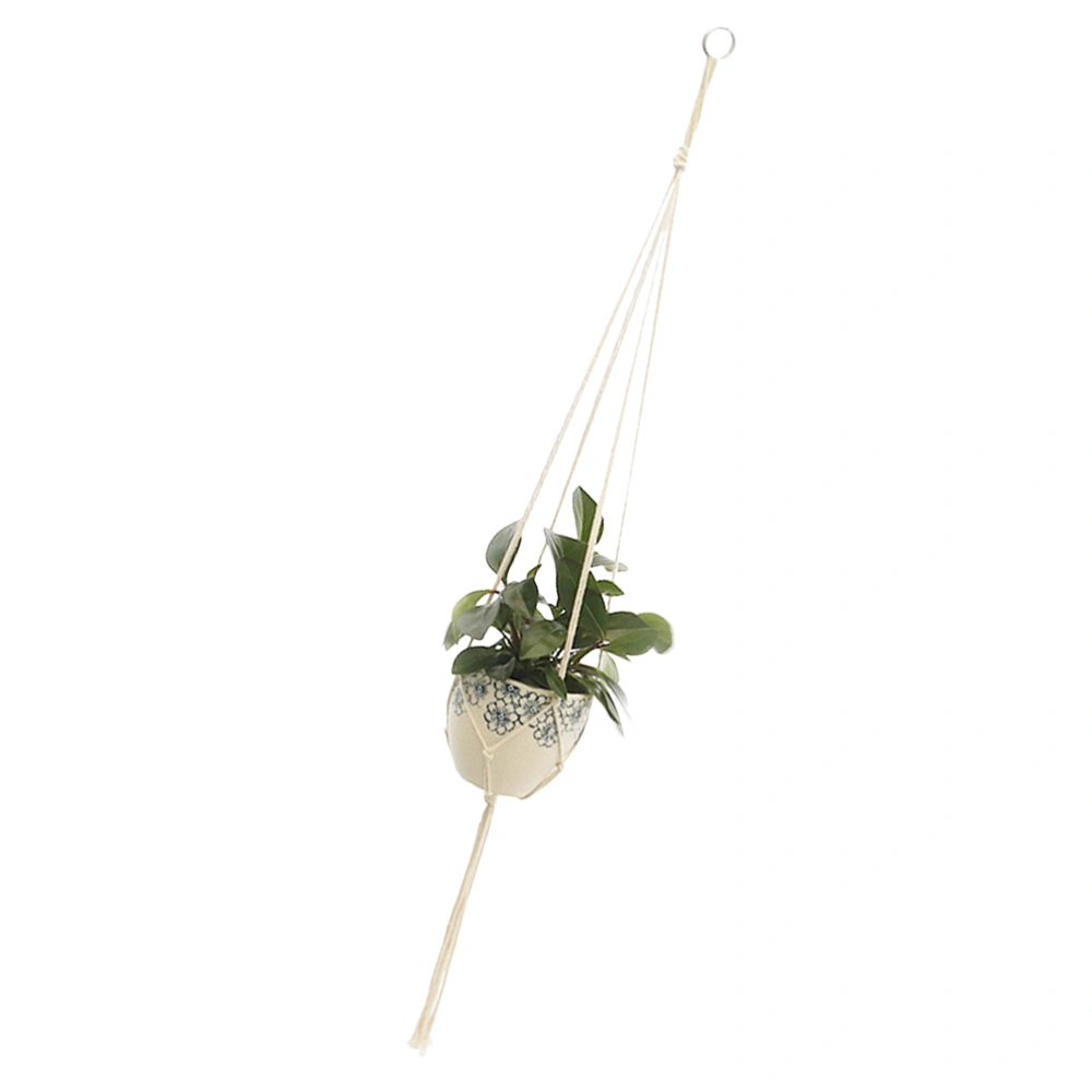 1pc Practical Flowerpot Net Bag Garden Plant Storage Mesh Bag Cotton Rope Hand-woven Flowerpot Hanging Basket (Cotton Rope with Iron Ring Style)