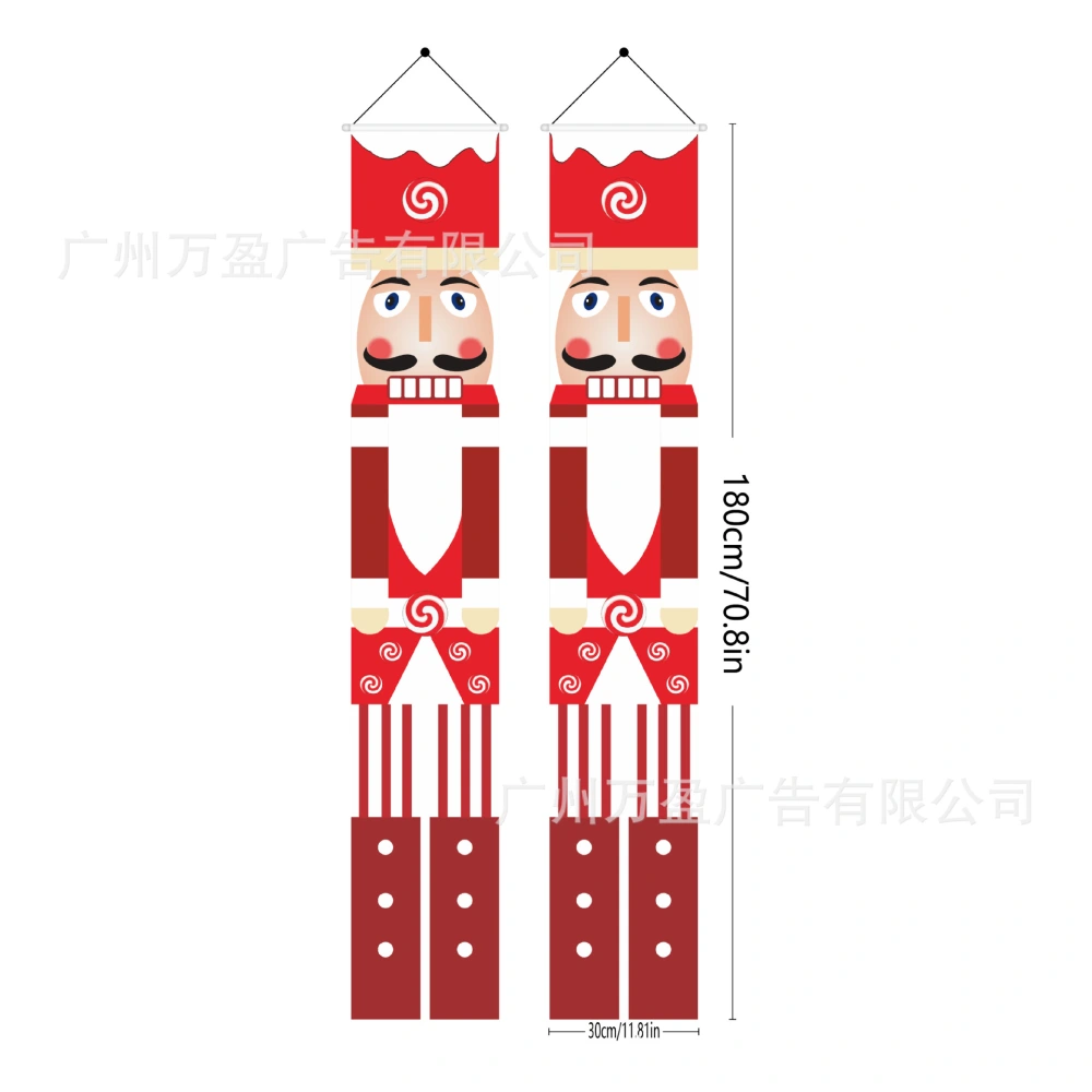 1 Set Nutcracker Door Banner Nutcracker Christmas Porch Sign Decoration Hanging Banners Sign