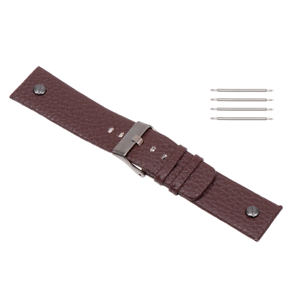 PU Leather Watchstrap Buckle Flat Pattern Strap Fashion Watch Band Replacement Wristband Bracelet Strap for Women and Men (Coffee 26mm)