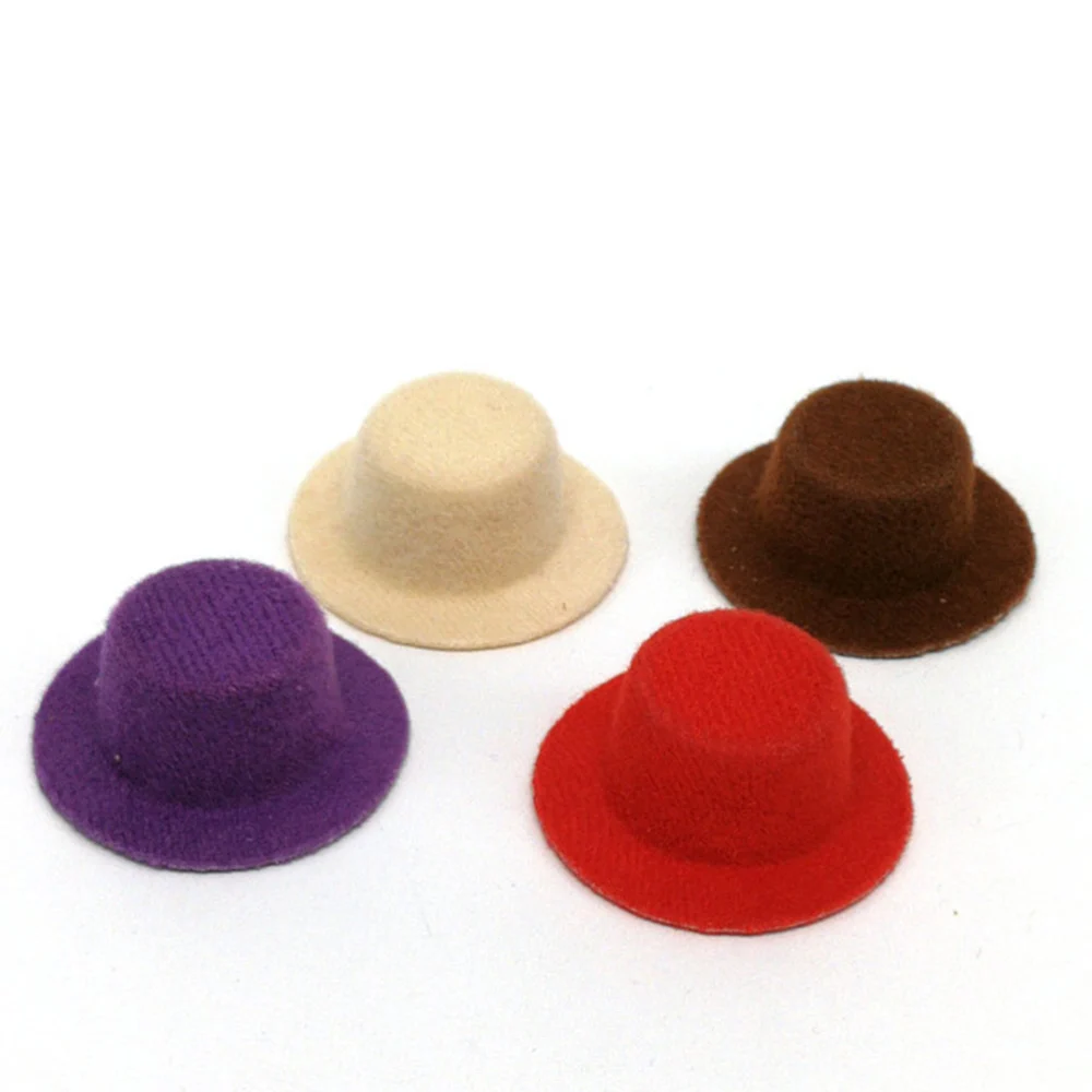 9 Pcs Colored Gentlement Hat Non-woven Mini Doll Hat Accessories Headdress Adornment for Home Kids DIY Doll House Supplies (Mixed Color)