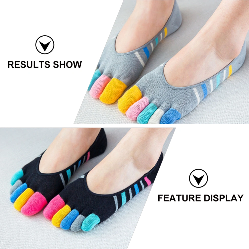 5 Pairs Women Stripe Pattern Socks Warm Toe Socks Invisible Low Cut Socks