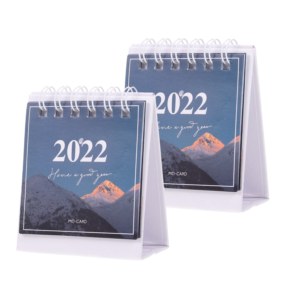 2pcs Mini Desktop 2022 Calendars Simple Desktop Notebooks Note-coil Calendars