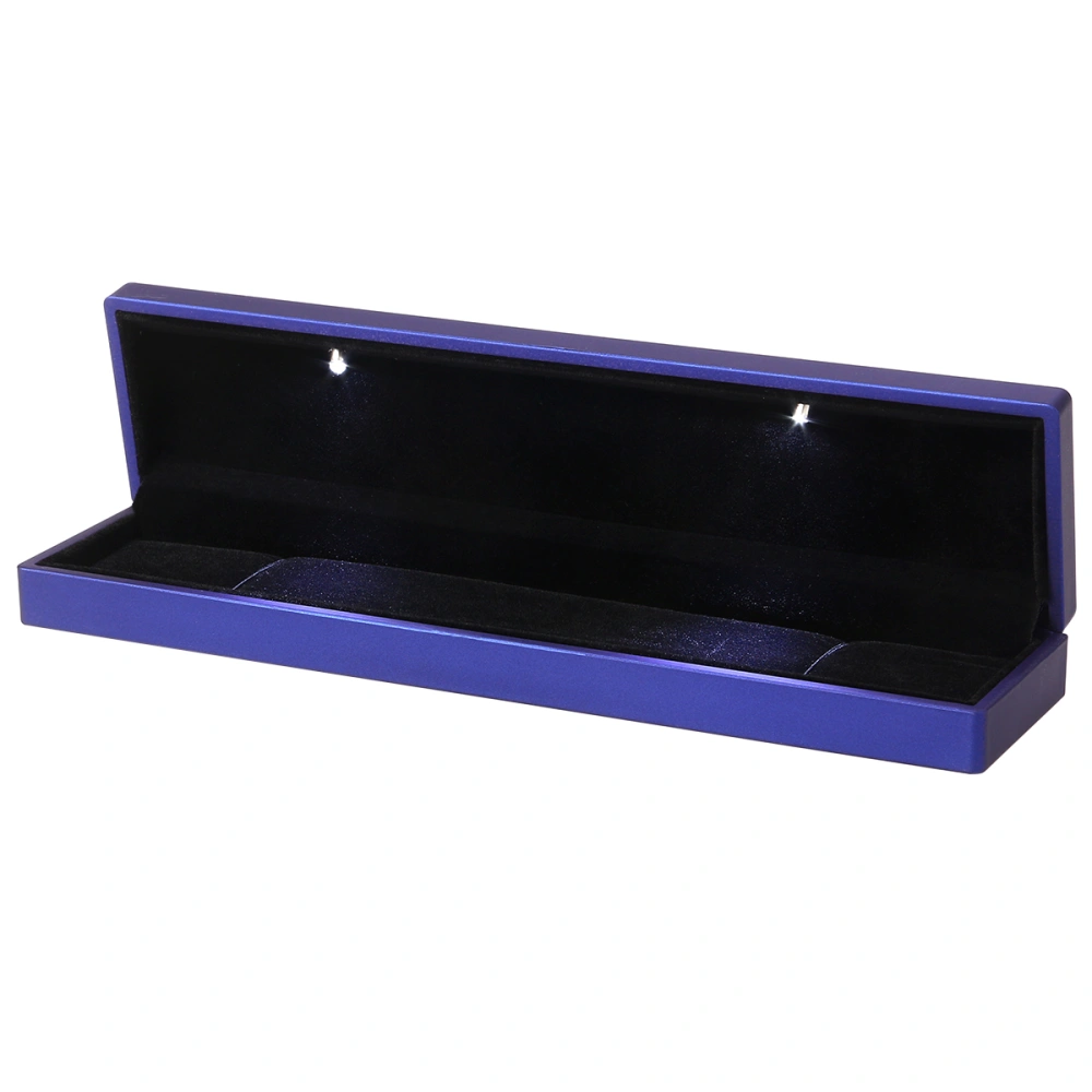 LED Lighted Jewelry Gift Box Lighting Necklace Box Holder Case with Light for Jewelry Display (Blue)