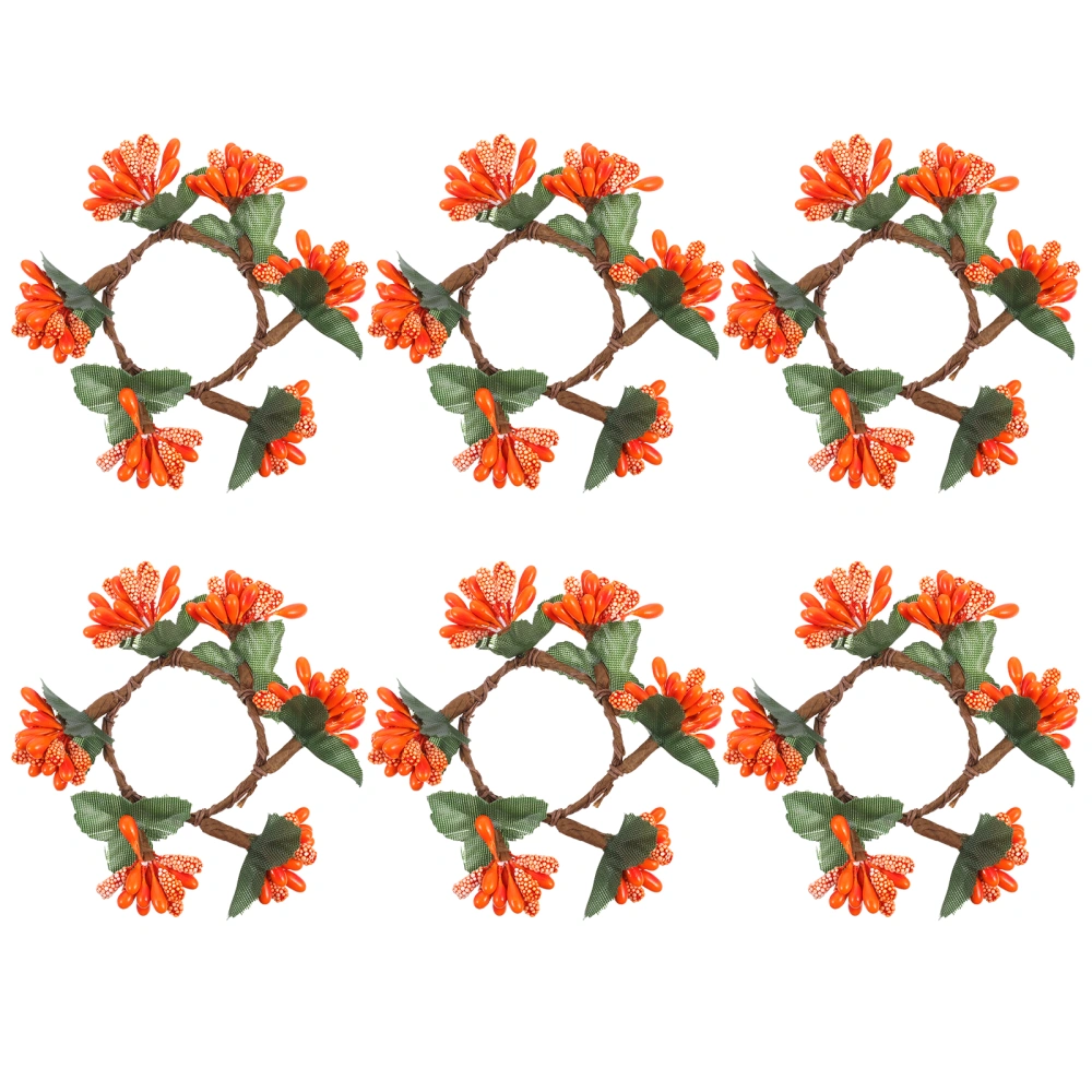 6Pcs Thanksgiving Day Decorative Wreath Simulation Berries Wreaths for Home