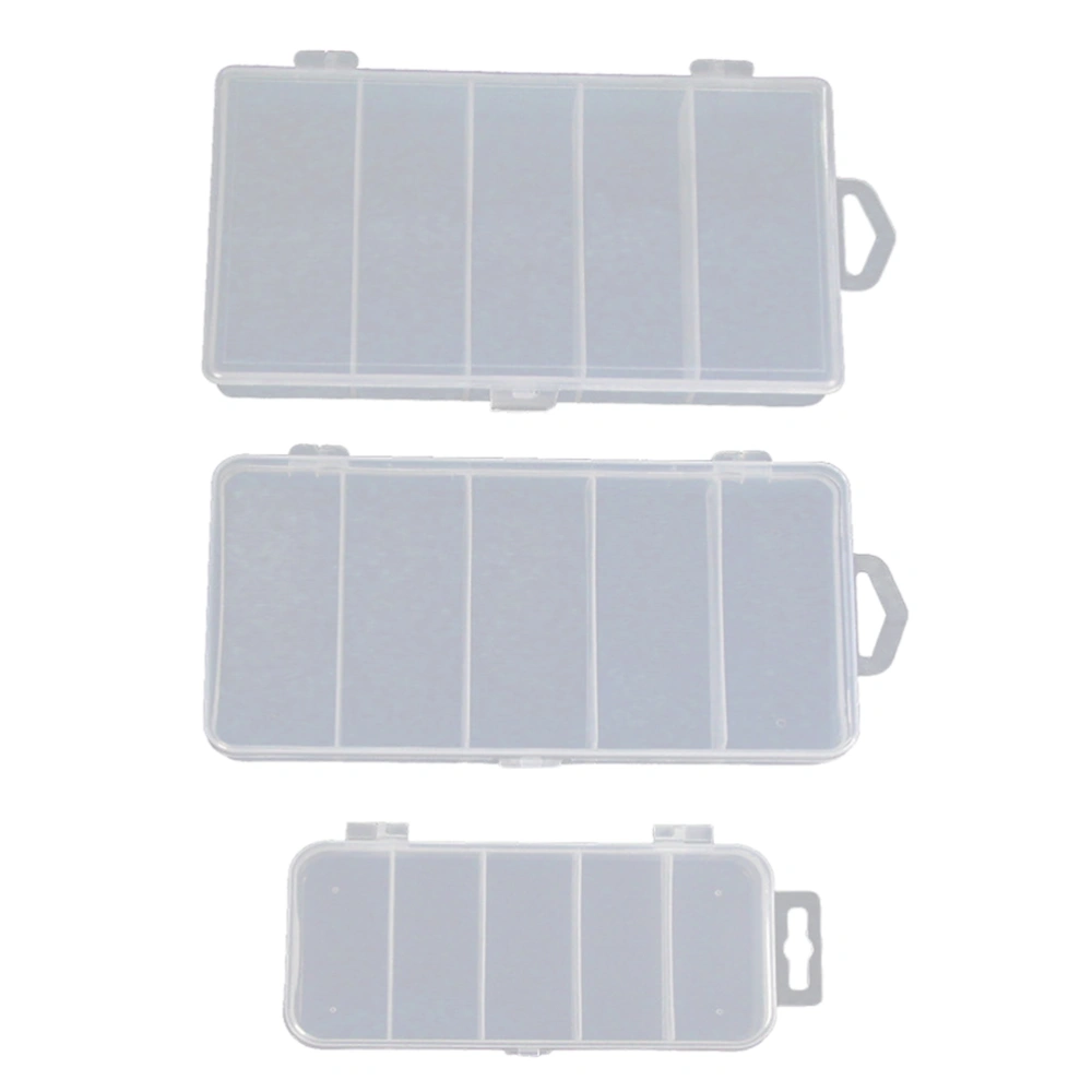 3 Pcs Fishing Tackle Box Portable Fishing Lure Hook Storage Box Transparent Separated Cells Organizer Baits Container (Small, Medium, Large Style)