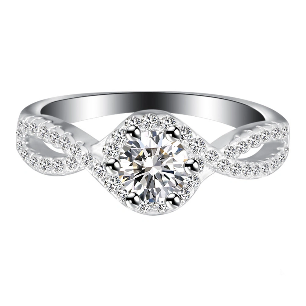 1Pc Exquisite Silver Finger Ring Fashion Unique Imitation Diamond Ring Elegant Charming Jewelry for Women Ladies (Size 12)