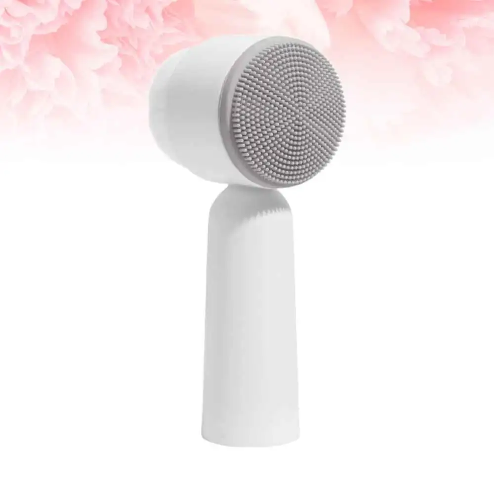 Bristles Face Cleaning Brushes Silicone Face Pore Cleanser Handheld Facial Brush White and Grey