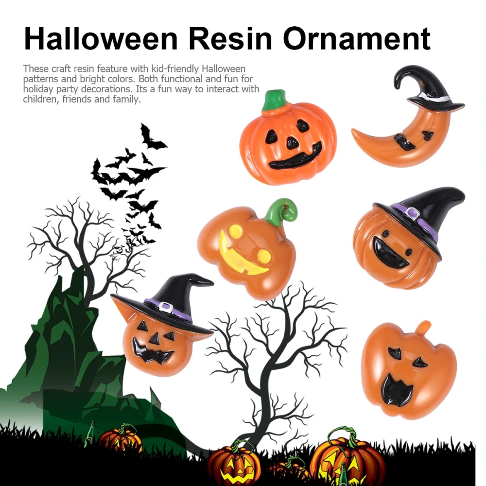 30Pcs Halloween Theme Craft Resin Ornaments Pumpkin Hair Accessories for Decor