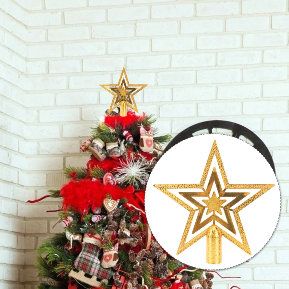 15cm Christmas Tree Topper Star Happy Christmas Treetop Star Festival Decoration (Gold)