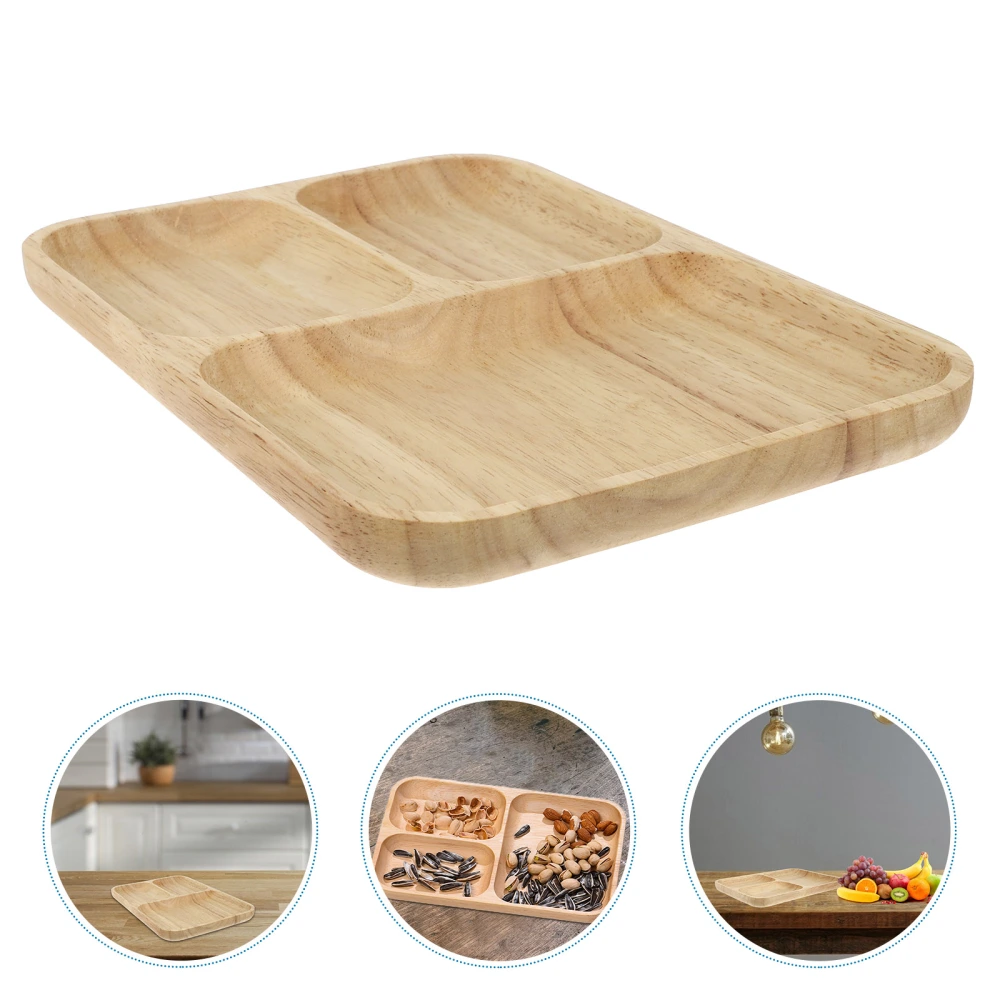 Food Tray Wooden Serving Dining Tray with Compartments for Home Hotel Restaurant