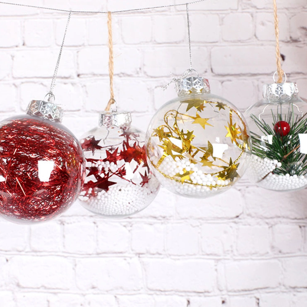 10 pcs Plastic Hollow Transparent Ball Pendant for Christmas Shopping Malls Decoration Red