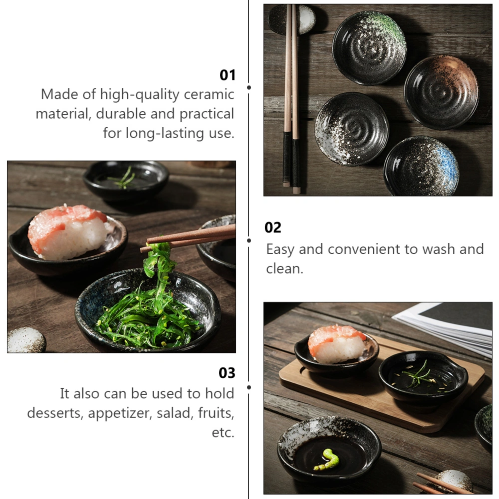 5pcs Creative Ceramics Seasoning Dish Round Japanese Style Sauce Sauce Dish