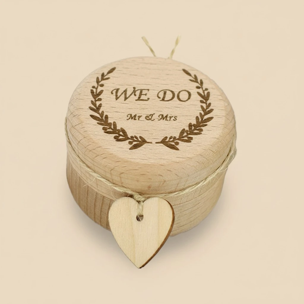 1PC Ring Bearer Box Wooden Personalized Wedding Ring Case Rustic Ring Holder Container