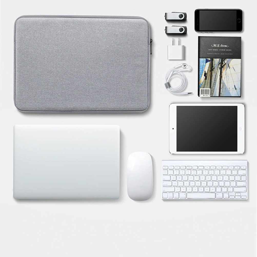 15 Inches Laptop Storage Bag Portable Computer Tote Bag Simple Briefcase for Outdoor Travel Home (Grey)