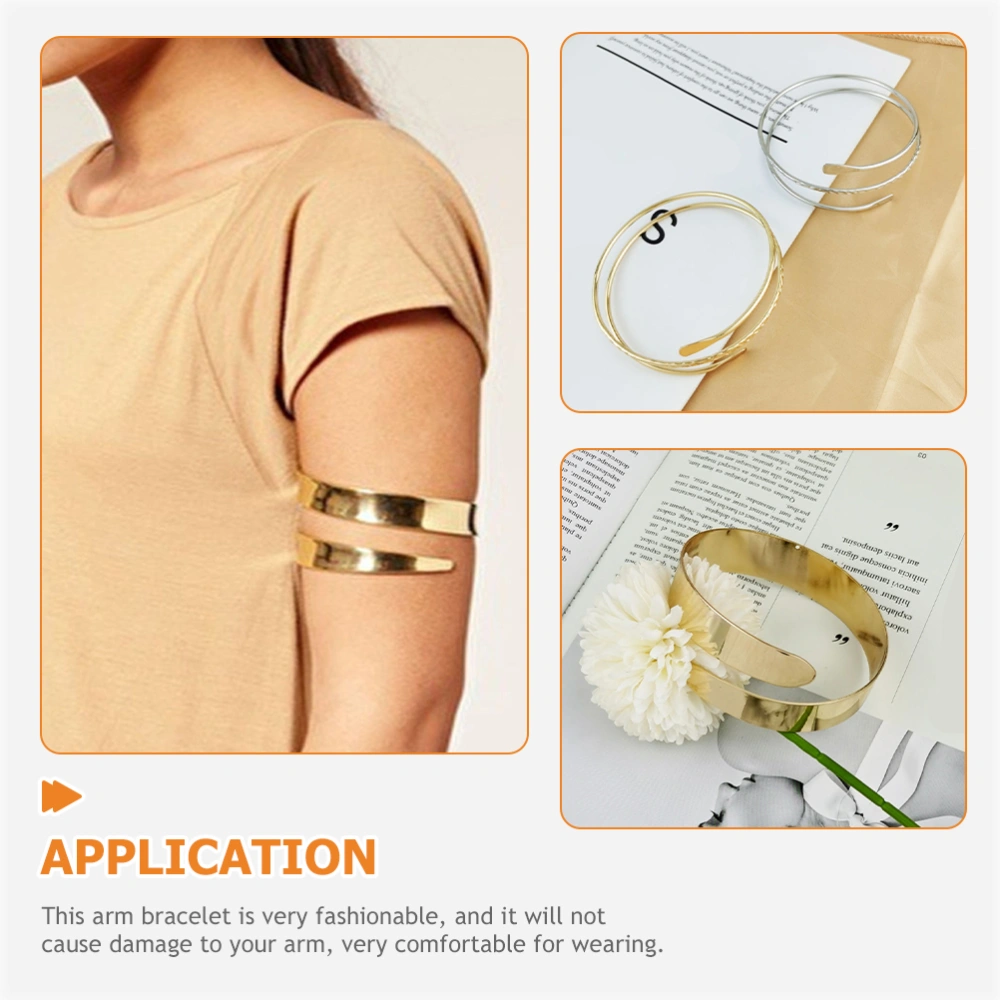 3pcs Arm Cuff Fashion Upper Arm Band Cuff Bracelet Women Gold Jewelry Armband Set