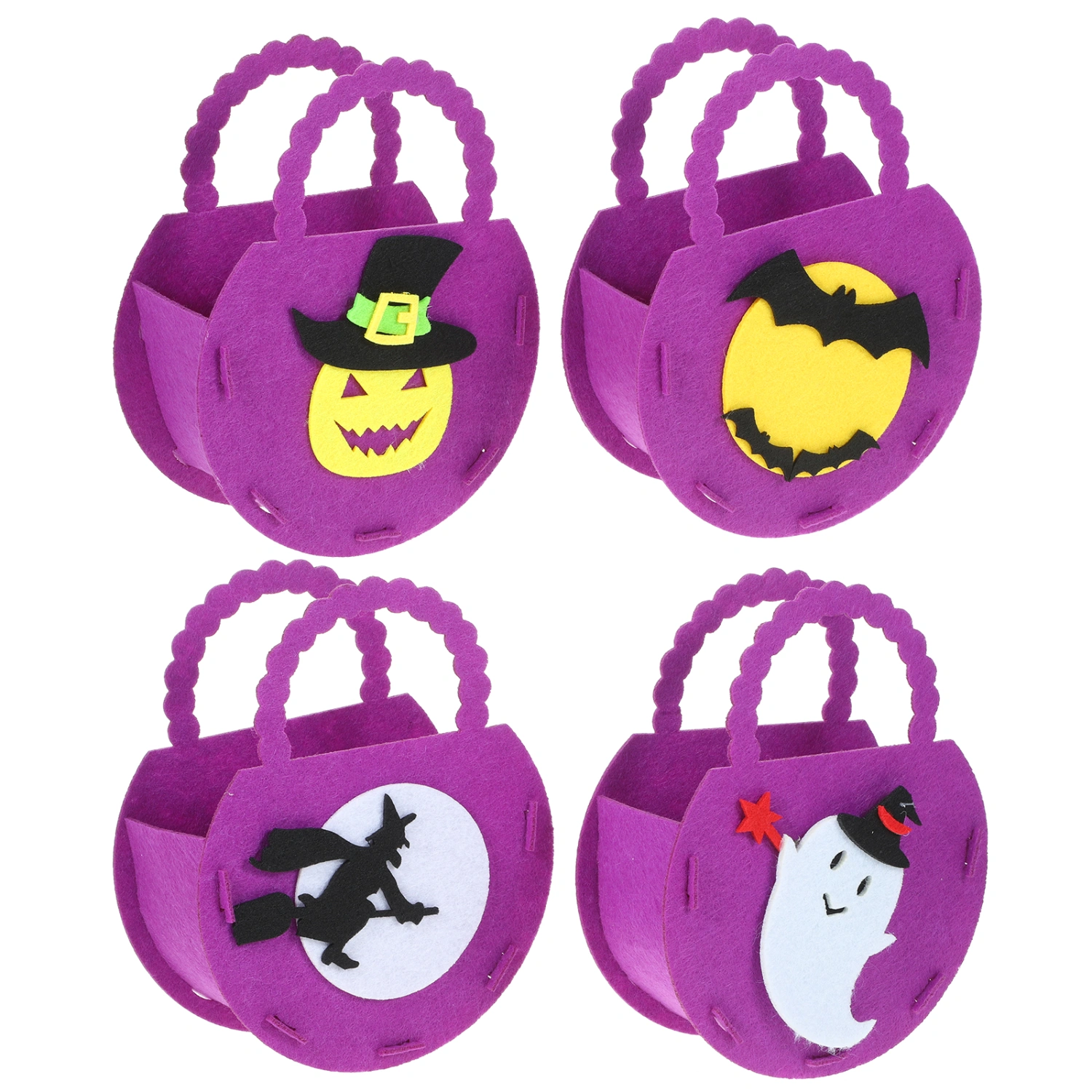 4pcs Halloween Party Candy Handbags Handle Candy Pouches Cartoon Candy Bags