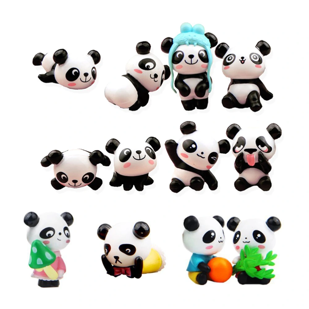 12 Pcs Stylish Simulated Panda Resin Artificial Micro Landscape Miniature Landscape Plant Ornaments for Mini Adornment Landscape Supplies