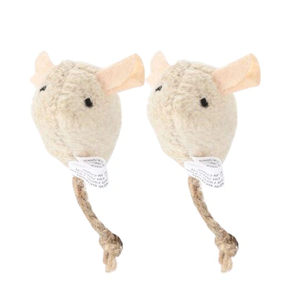 3PCS Lifelike Mice Pet Cats Interactive Toys Mini Funny Plush Mouse Set for Kitty Kitten (Beige)