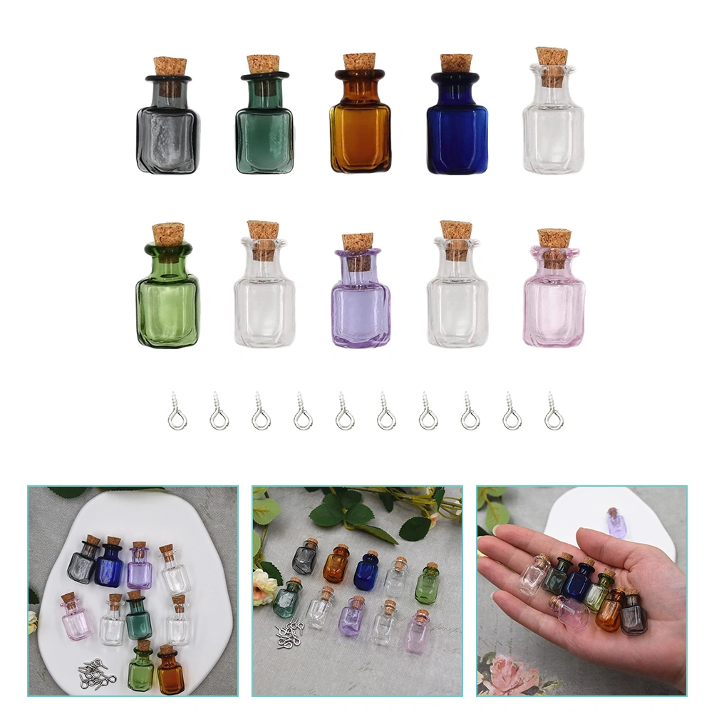 10pcs Small Glass Bottles Mini Glass Jars with Cork Stoppers for DIY Art Crafts