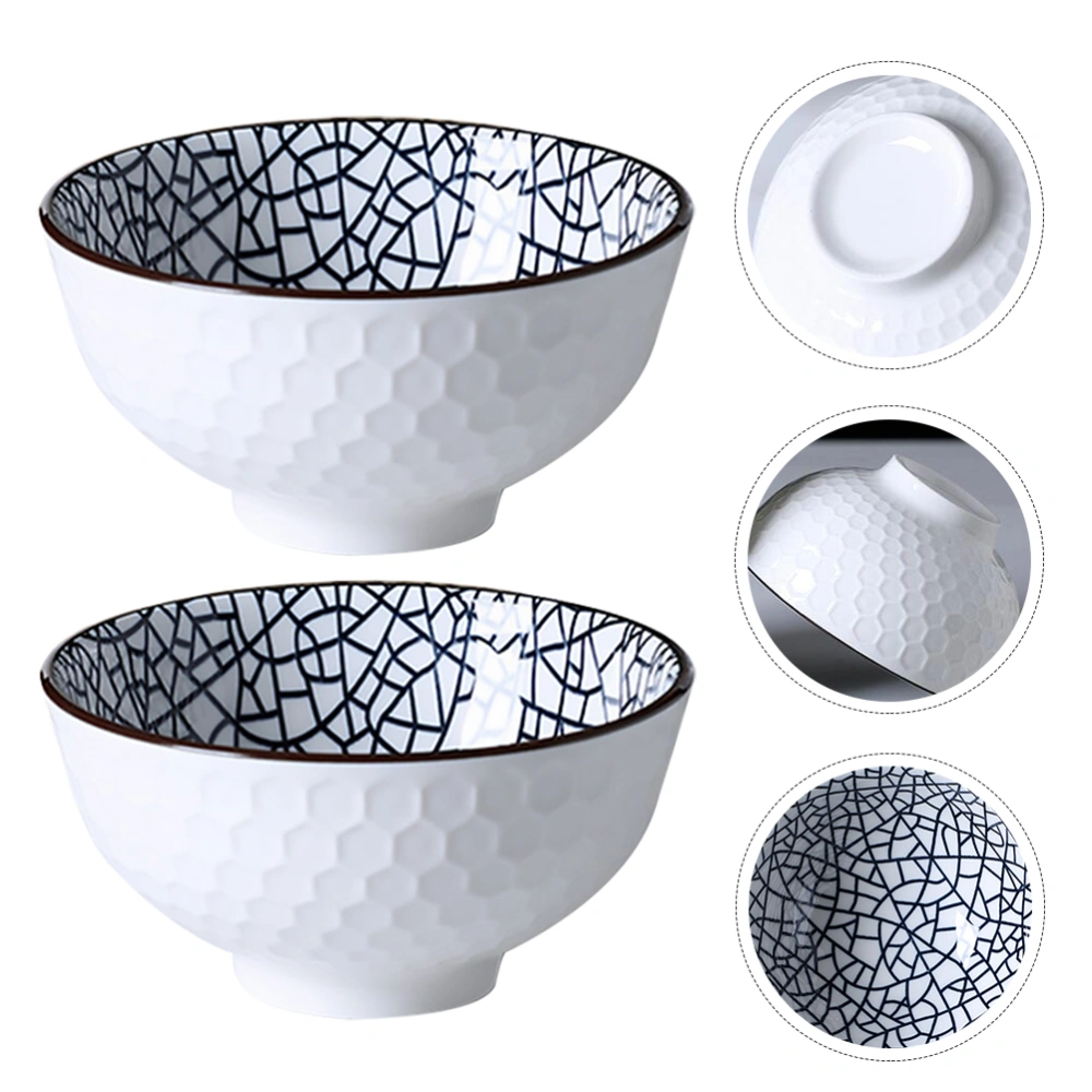 2pcs Cracks Style Ceramic Bowl Japanese Style Tableware Set Dinner Bowl