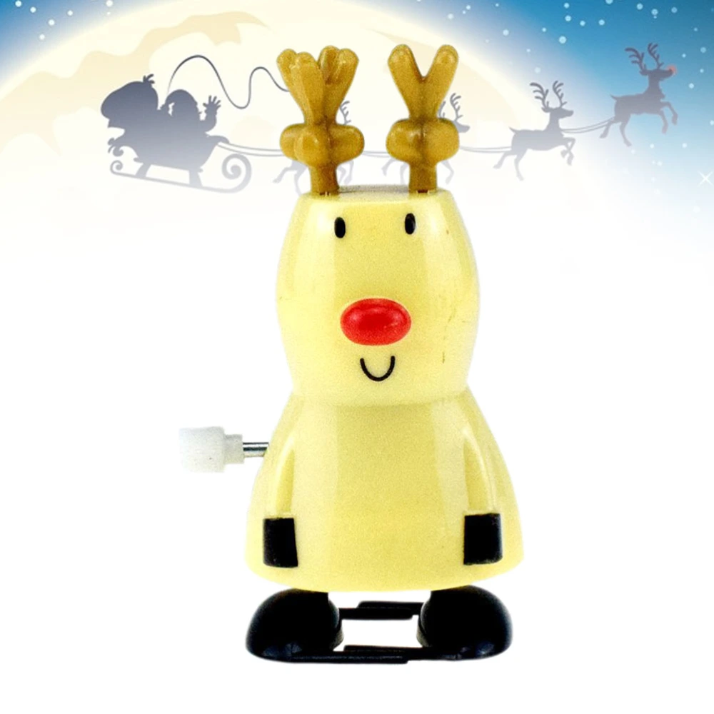 Christmas Clockwork Toy Funny Yellow Walking Elk Toy Lovely Kids Wind Up Animal Practical Jokes Prop for Halloween Christmas