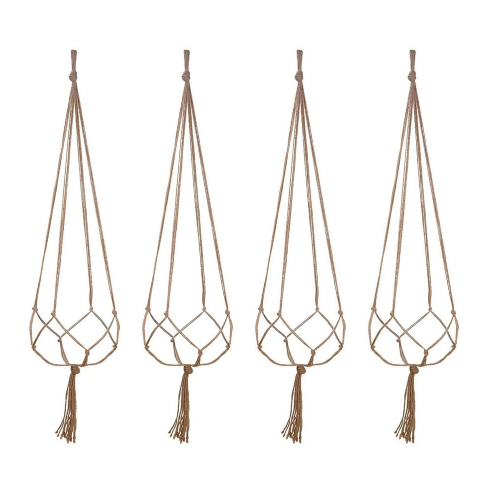 4PCS 120cm Plant Flower Hanger Macrame Jute for Indoor Outdoor Ceiling Deck Balcony Round and Square Pots