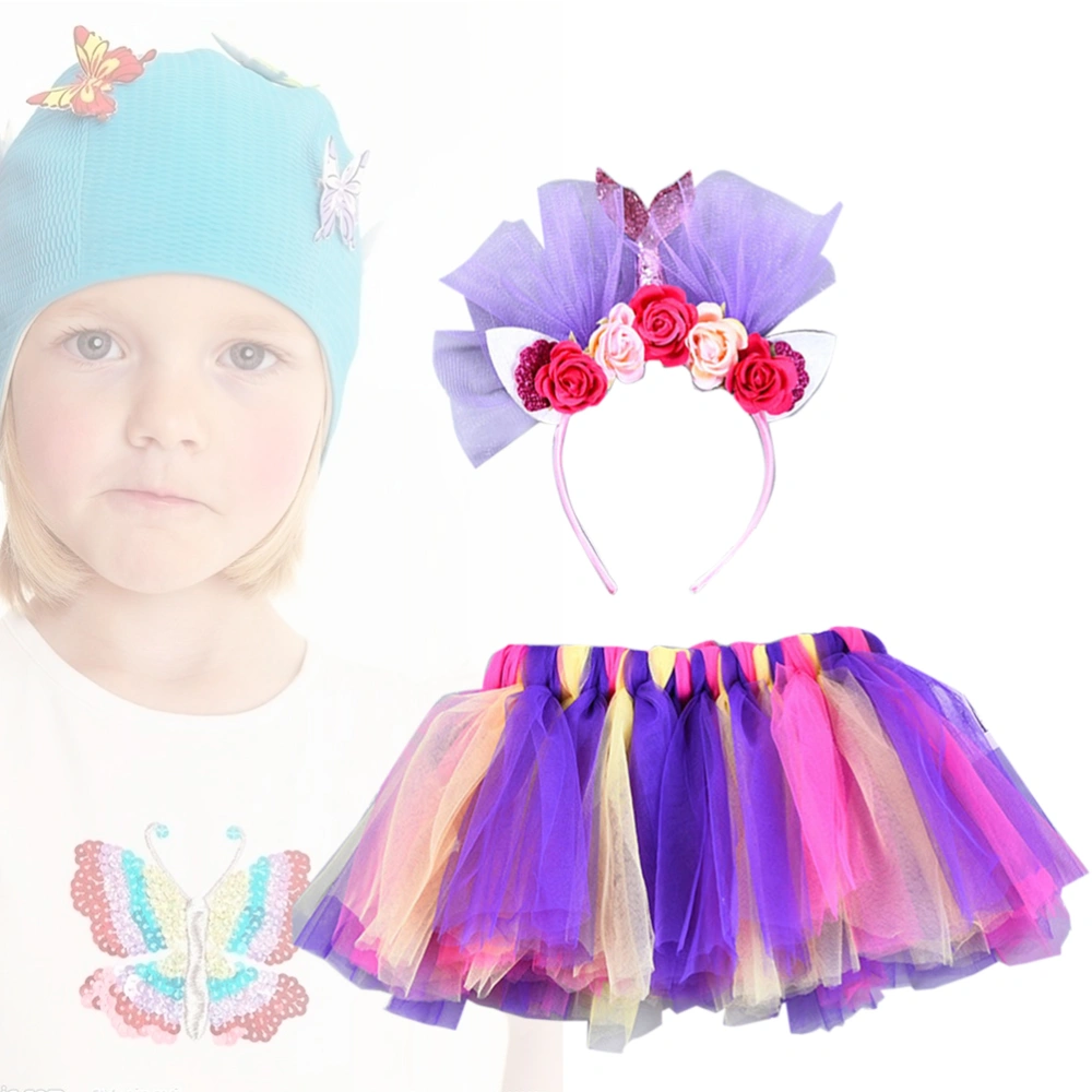 Kids Mermaid Tutu Dress and Headband Costume Outfit for Halloween Party Masquerade Performanc Cosplay Size M