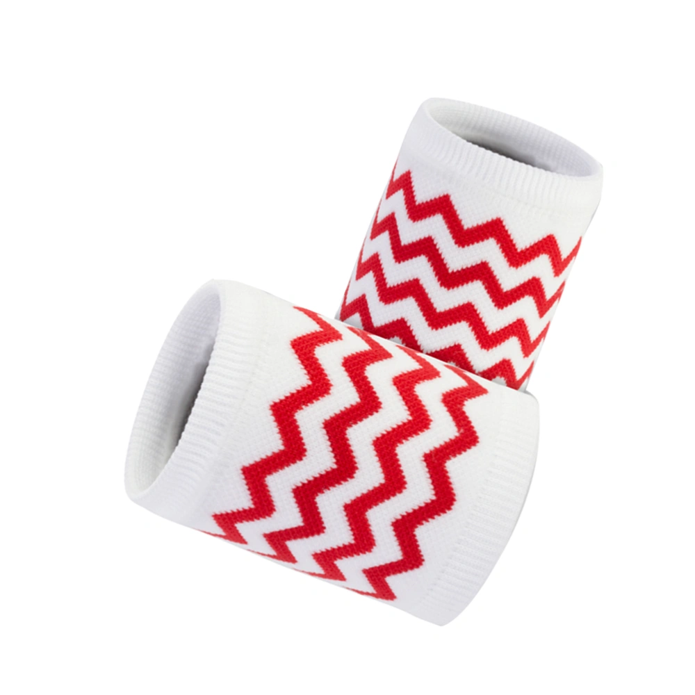 1 Pair Stripes Pattern Compression Wrist Brace Protective Wristband Wrist Cuff Basketball Training Breathable Wrist Support (Red)