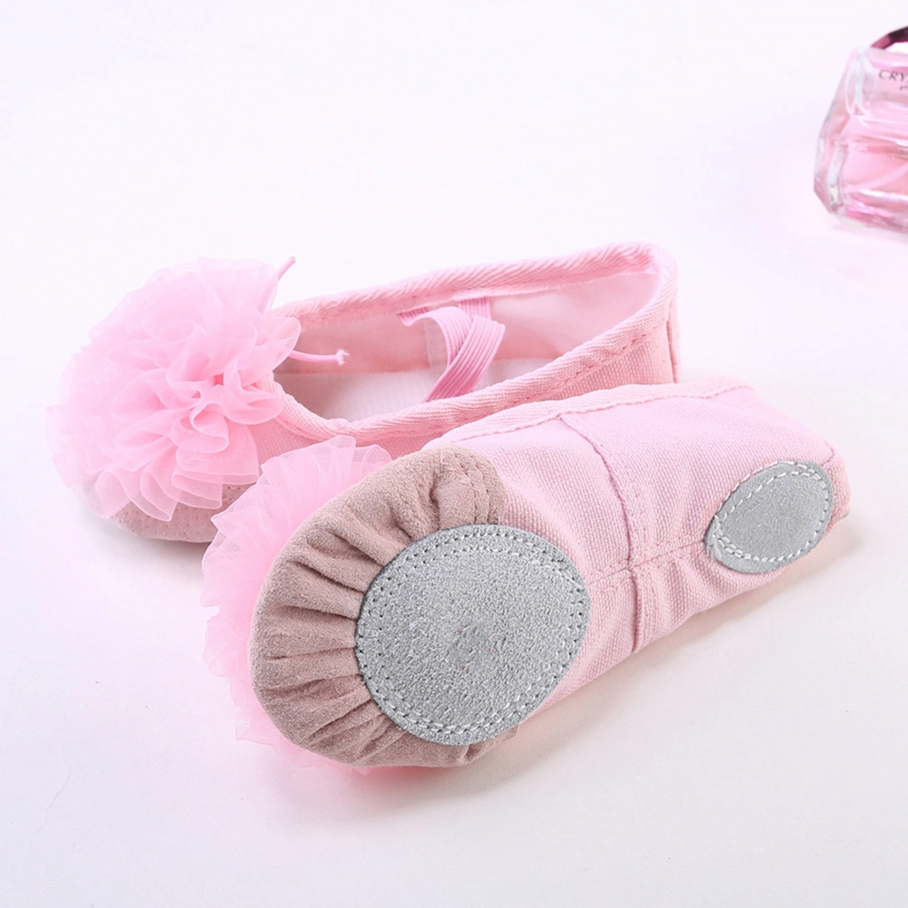 1 Pair of Kids Dance Shoes Gauze Flower Shoes Sole Ballet Shoes Belly Dance Shoes for Kids Children Size 24