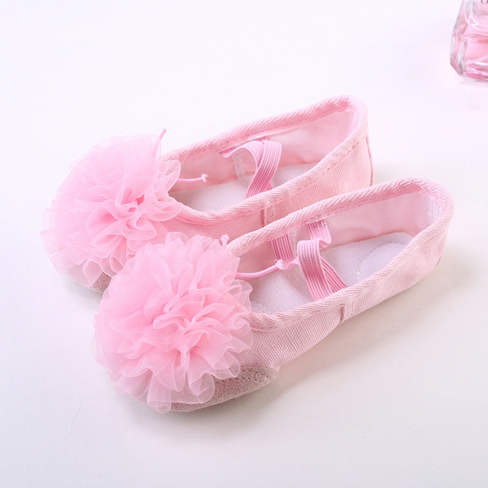 1 Pair of Kids Dance Shoes Gauze Flower Shoes Sole Ballet Shoes Belly Dance Shoes for Kids Children Size 24