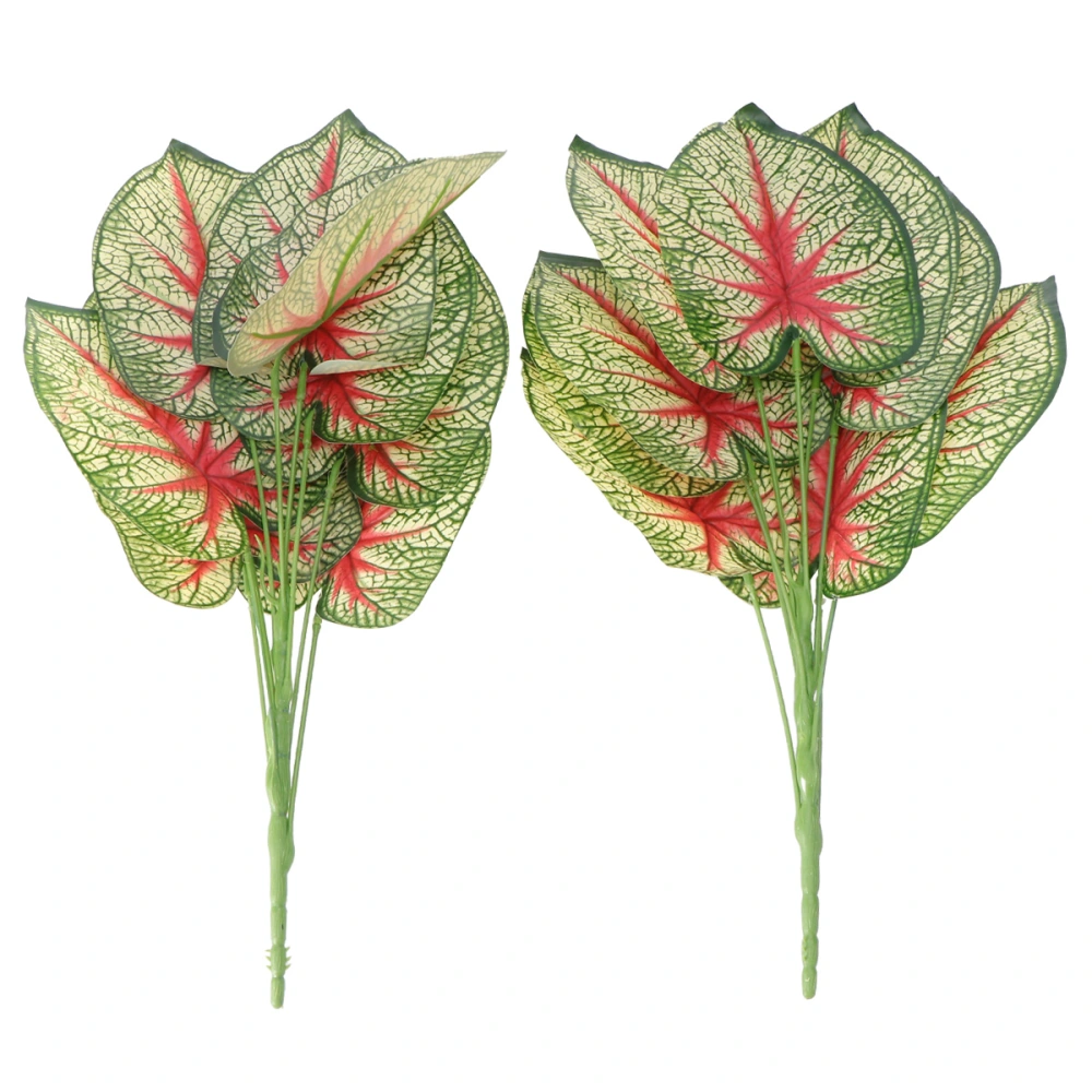 2Pcs Simulation Green Plant Decorative Leaves Flower Arrangement Material Red And Green