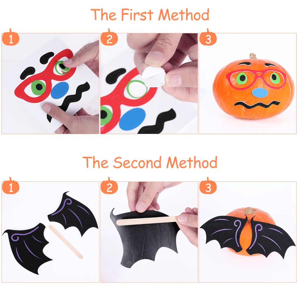 TOYMYTOY 32PCS Sticks Face Patterns and 4Pairs of Wing Halloween Pumpkin Face Stickers Pumpkin Decorations Lantern Halloween Sticker Set