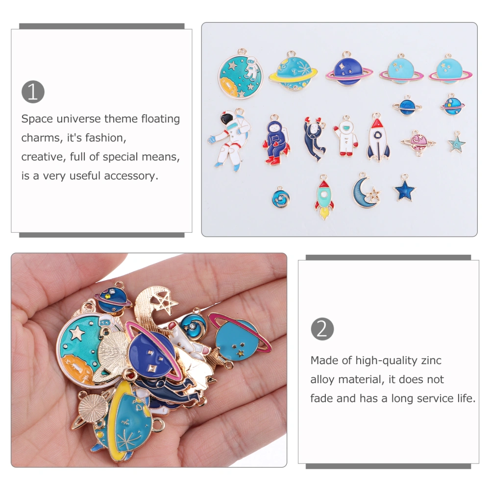 18Pcs Jewelry Charms Space Universe Theme Charms Pendants for Jewelry Making