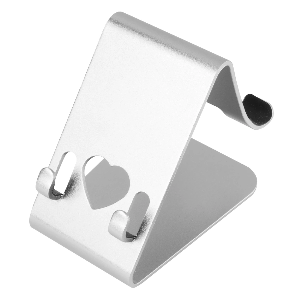 Aluminum Alloy Dual Cell Phone Holder Heart Shaped Hollow Tablet Stand Desktop Smartphone Bracket for Home Office (Silver)