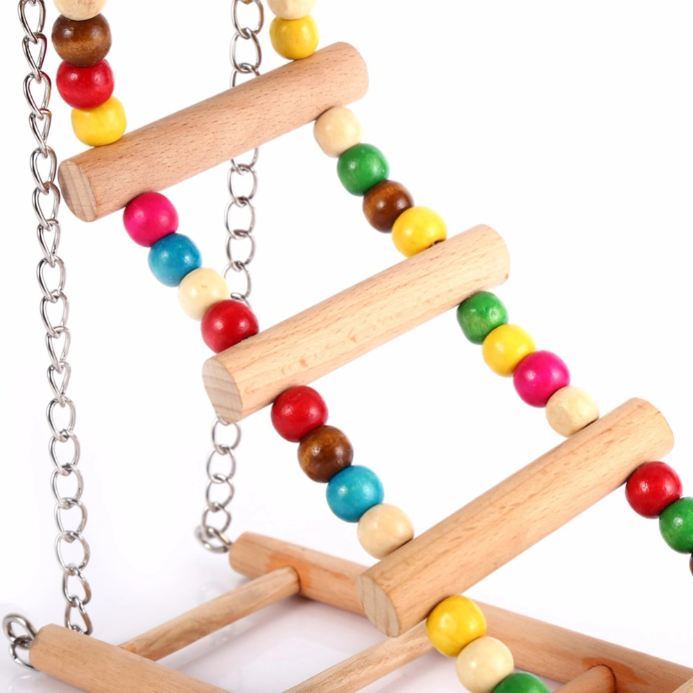 Climbing Bridge Hanging bridge Swinging Bridge Made of Natural Wood Swings Ladders Bird Toy for Parrot Pet Training (Small size)