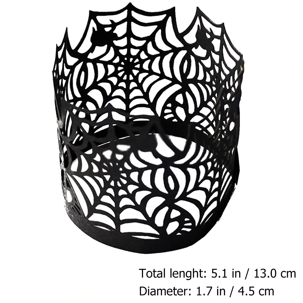 100pcs Halloween Black Spider Web LED Electronic Candle Holder Candle Wraps