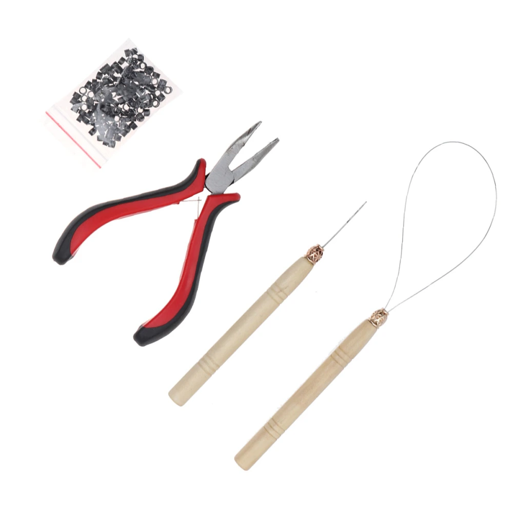 4pcs/kit for Micro Ring Link Hair Extensions Tools Bending Pliers Micro Pulling Needle Loop Threader