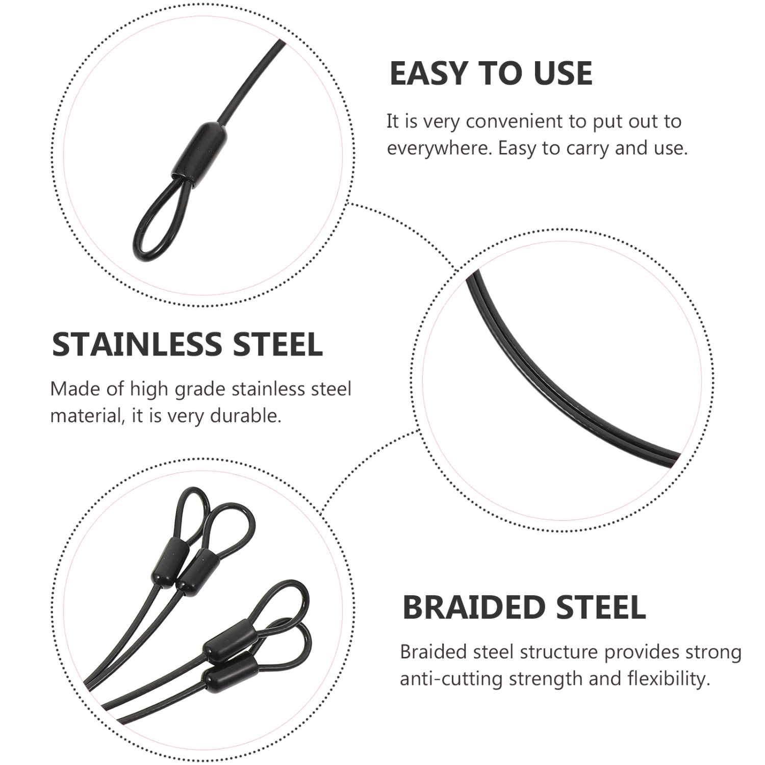 4pcs Multipurpose Hanging Wires Stainless Steel Cables Outdoor Hanging Cables