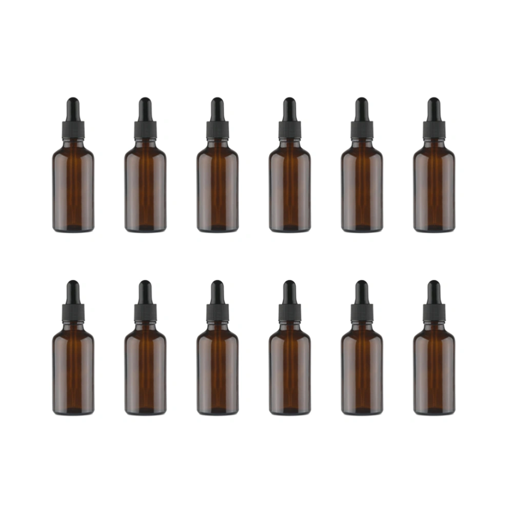 12Pcs 15ml Glass Dropper Bottle Essential Oil Bottle Refillable Dropper Bottle Subpackaging Bottle Brown