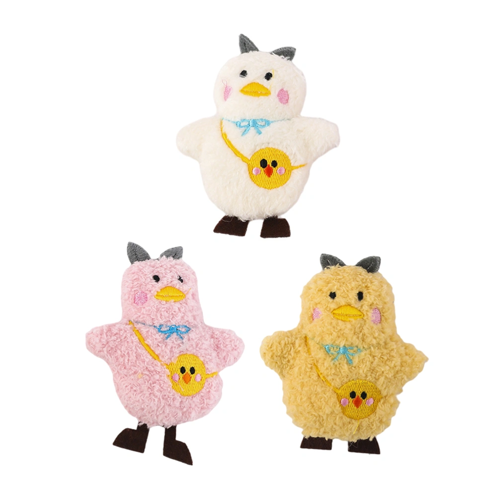 3pcs Plush Chick Patch Lovely Cartoon Sewing Applique Bag Clothing Accessory